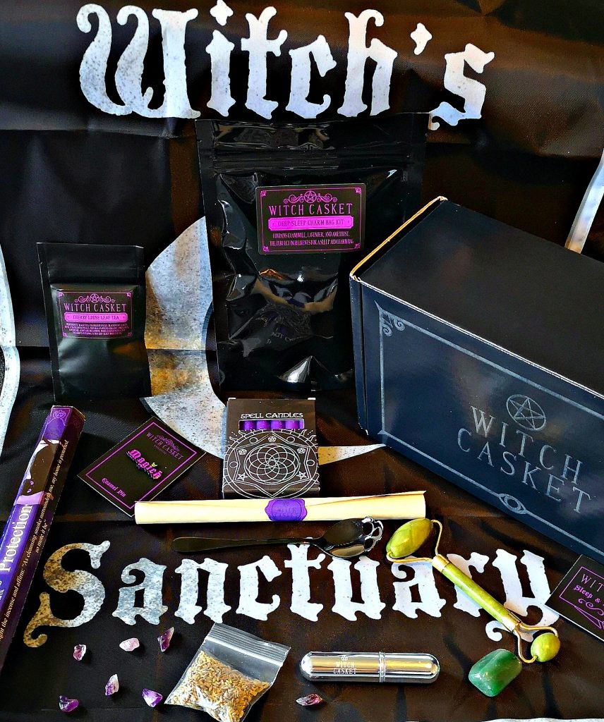 witch casket lavender gemstones casket