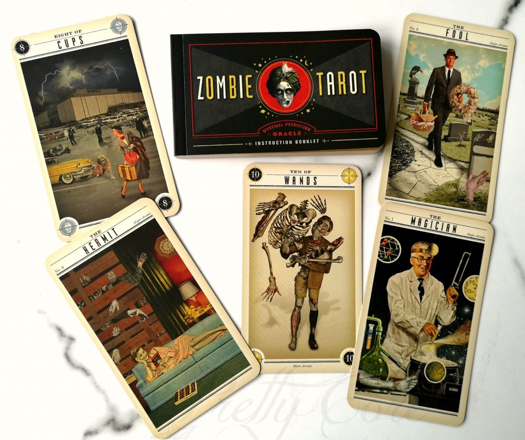 Zombie tarot booklet and cards in colour